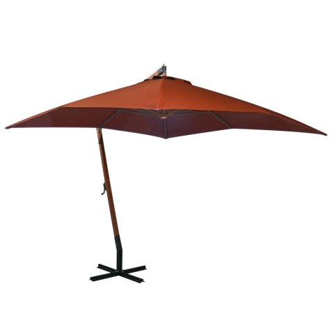 VidaXL Parasol ogrodowy wiszący, jodłowy słupek, terakota, 3x3 m