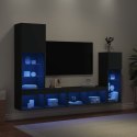 VidaXL 4-cz. zestaw mebli TV z LED, czarny, materiał drewnopochodny