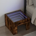 VidaXL Stolik nocny z LED Infinity, przydymiony dąb, 40x40x30 cm