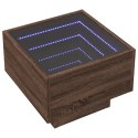 VidaXL Stolik nocny z LED Infinity, brązowy dąb, 40x40x30 cm