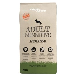 VidaXL Sucha karma dla psów, Adult Sensitive Lamb & Rice, 15 kg