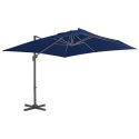 VidaXL Parasol wiszący z aluminiowym słupkiem, 3x3 m, niebieski