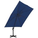 VidaXL Parasol wiszący z aluminiowym słupkiem, 3x3 m, niebieski