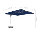 VidaXL Parasol wiszący z aluminiowym słupkiem, 3x3 m, niebieski