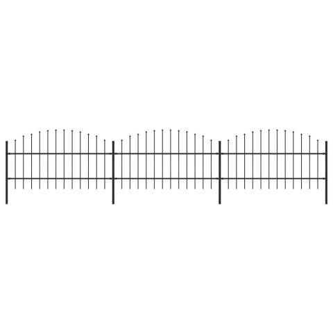 VidaXL Panele ogrodzeniowe z grotami, stal, (0,75-1) x 5,1 m, czarne