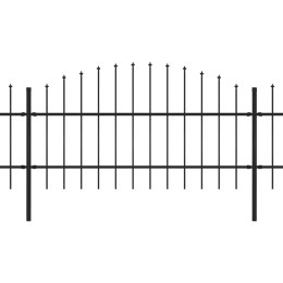 VidaXL Panele ogrodzeniowe z grotami, stal, (0,75-1) x 5,1 m, czarne