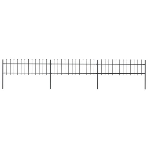 VidaXL Ogrodzenie z prętów z grotami, stalowe, 5,1 x 0,6 m, czarne