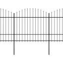 VidaXL Panele ogrodzeniowe z grotami, stal, (1,5-1,75) x 3,4 m, czarne