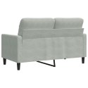 VidaXL Sofa 2-osobowa, jasnoszara, 120 cm, tapicerowana aksamitem