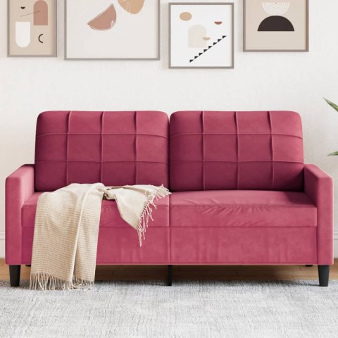 VidaXL Sofa 2-osobowa, winna czerwień, 140 cm, tapicerowana aksamitem