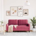 VidaXL Sofa 2-osobowa, winna czerwień, 140 cm, tapicerowana aksamitem