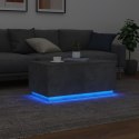 VidaXL Stolik kawowy z oświetleniem LED, szarość betonu, 90x50x40 cm