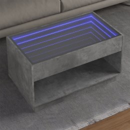 VidaXL Stolik kawowy z LED Infinity, szarość betonu, 90x50x50 cm