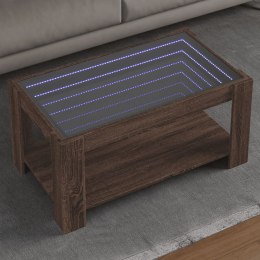 VidaXL Stolik kawowy z LED, brązowy dąb, 93x53x45 cm