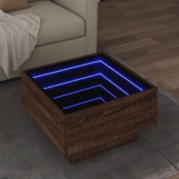 VidaXL Stolik kawowy z LED, brązowy dąb, 50x50x30 cm