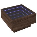 VidaXL Stolik kawowy z LED, brązowy dąb, 50x50x30 cm