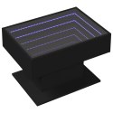 VidaXL Stolik kawowy z LED, czarny, 70x50x45 cm