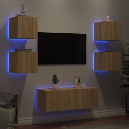 VidaXL 6-częściowy zestaw mebli TV z LED, dąb sonoma