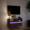 VidaXL Ścienna szafka TV z LED, brązowy dąb, 80x31x45 cm