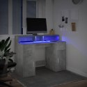 VidaXL Biurko z podświetleniem LED, betonowa szarość, 120x55x91 cm