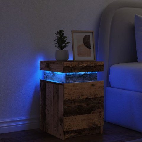 VidaXL Szafka nocna z LED, stare drewno, 35x39x55 cm