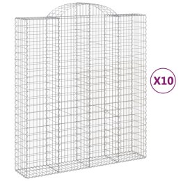 VidaXL Kosze gabionowe, 10 szt, 200x50x220/240cm, galwanizowane żelazo