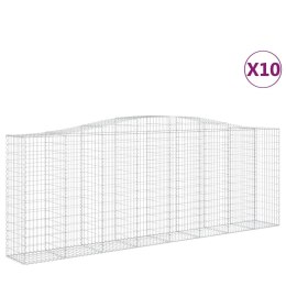 VidaXL Kosze gabionowe, 10 szt, 400x50x140/160cm, galwanizowane żelazo