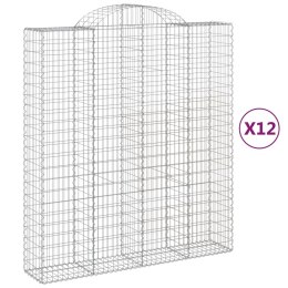 VidaXL Kosze gabionowe, 12 szt, 200x50x220/240cm, galwanizowane żelazo