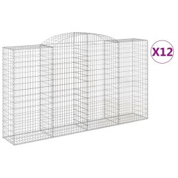 VidaXL Kosze gabionowe, 12 szt, 300x50x160/180cm, galwanizowane żelazo