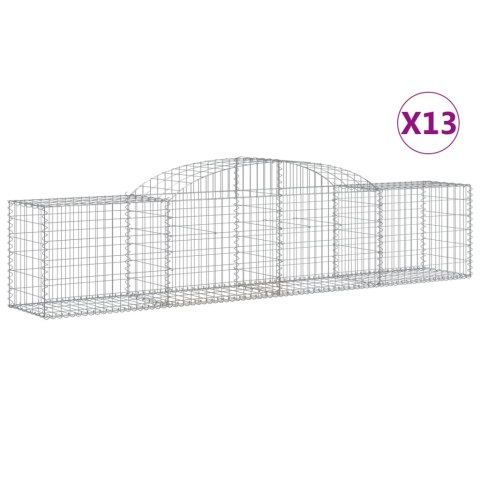 VidaXL Kosze gabionowe, 13 szt., 300x50x60/80 cm, galwanizowane żelazo VidaXL Kosze gabionowe, 13 szt., 300x50x60/80 cm, galwanizowane żelazo