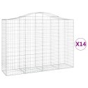 VidaXL Kosze gabionowe, 14 szt, 200x50x140/160cm, galwanizowane żelazo