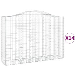 VidaXL Kosze gabionowe, 14 szt, 200x50x140/160cm, galwanizowane żelazo