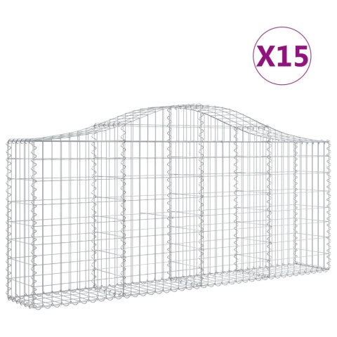 VidaXL Kosze gabionowe, 15 szt, 200x30x80/100 cm, galwanizowane żelazo VidaXL Kosze gabionowe, 15 szt, 200x30x80/100 cm, galwanizowane żelazo