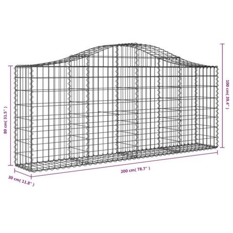 VidaXL Kosze gabionowe, 15 szt, 200x30x80/100 cm, galwanizowane żelazo VidaXL Kosze gabionowe, 15 szt, 200x30x80/100 cm, galwanizowane żelazo