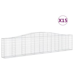 VidaXL Kosze gabionowe, 15 szt, 400x30x80/100 cm, galwanizowane żelazo