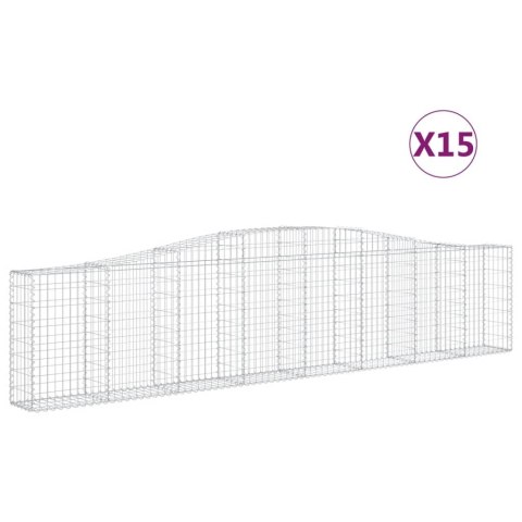 VidaXL Kosze gabionowe, 15 szt, 400x30x80/100 cm, galwanizowane żelazo VidaXL Kosze gabionowe, 15 szt, 400x30x80/100 cm, galwanizowane żelazo