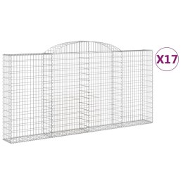 VidaXL Kosze gabionowe, 17 szt 300x30x140/160 cm, galwanizowane żelazo