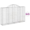 VidaXL Kosze gabionowe, 25 szt, 200x30x120/140cm, galwanizowane żelazo