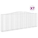 VidaXL Kosze gabionowe, 7 szt, 400x30x140/160 cm, galwanizowane żelazo