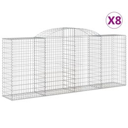 VidaXL Kosze gabionowe, 8 szt, 300x50x120/140 cm, galwanizowane żelazo