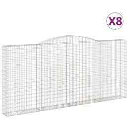 VidaXL Kosze gabionowe, 8 szt, 400x30x180/200 cm, galwanizowane żelazo