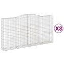 VidaXL Kosze gabionowe, 8 szt, 400x50x200/220 cm, galwanizowane żelazo