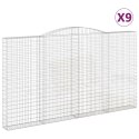 VidaXL Kosze gabionowe, 9 szt, 400x30x220/240 cm, galwanizowane żelazo