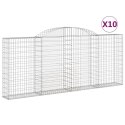 VidaXL Kosze gabionowe, 10 szt, 300x30x120/140cm, galwanizowane żelazo