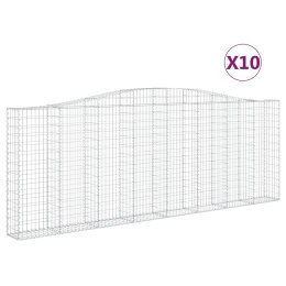 VidaXL Kosze gabionowe, 10 szt, 400x30x140/160cm, galwanizowane żelazo