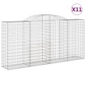 VidaXL Kosze gabionowe, 11 szt, 300x50x140/160cm, galwanizowane żelazo