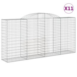 VidaXL Kosze gabionowe, 11 szt, 300x50x140/160cm, galwanizowane żelazo