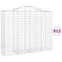 VidaXL Kosze gabionowe, 12 szt, 200x50x160/180cm, galwanizowane żelazo