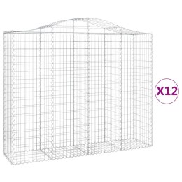 VidaXL Kosze gabionowe, 12 szt, 200x50x160/180cm, galwanizowane żelazo