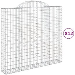 VidaXL Kosze gabionowe, 12 szt, 200x50x180/200cm, galwanizowane żelazo